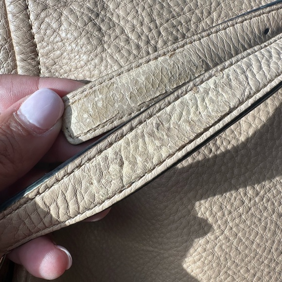 Kate Spade Pebbled Leather Crossbody Bag Neutral Beige w Pink Lining - Picture 8 of 15